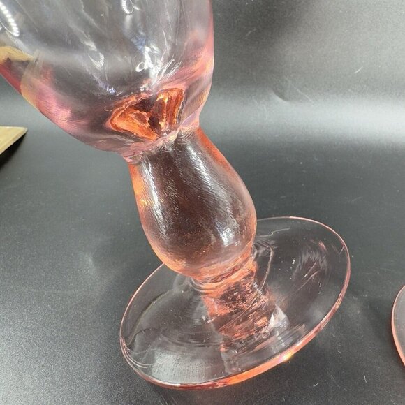 MIKASA Glass Tall Pink Glasses Cups Made In Mexico Goblet Drinking Glasses Set 2 - Picture 4 of 11